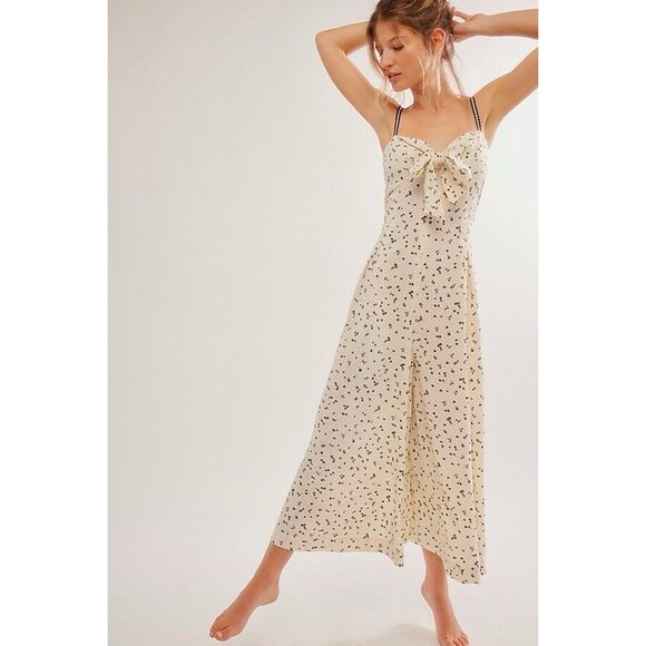 Free People Coming Home Romper Ivory Combo Size Large Jumpsuit - Picture 1 of 8